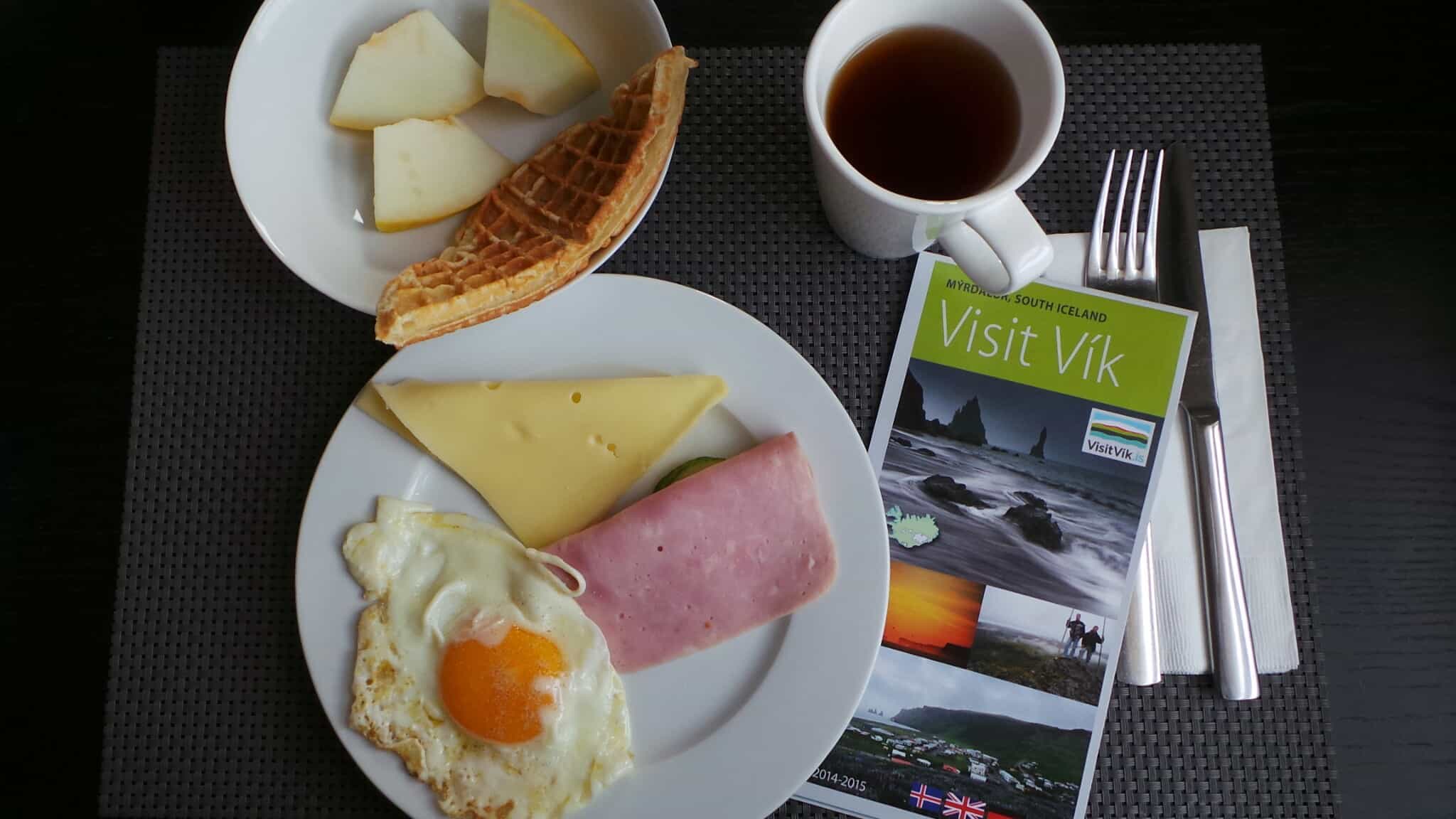 Petit déjeuner à l'hôtel Volcano à Vik en Islande